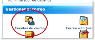 Men&uacute; de Cuentas de correo del Cpanel